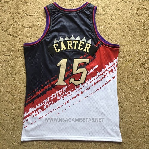 Camiseta Toronto Raptors Vince Carter NO 15 Mitchell & Ness Negro Rojo